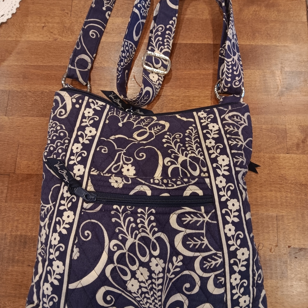 Vera Bradley Blue and Cream Crossbody Bag with Paisley Print